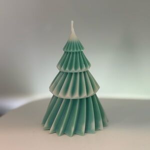 Green and White Christmas Tree Candle